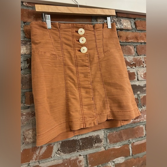 Free People Every Minute Every Hour Terra Cotta Button-Up Mini Skirt Size 4 - Picture 6 of 9
